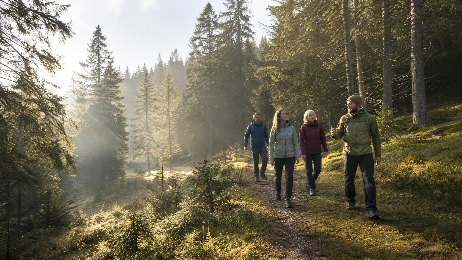 Kleine Gruppe auf einer geführten Wanderung im Schwarzwald
